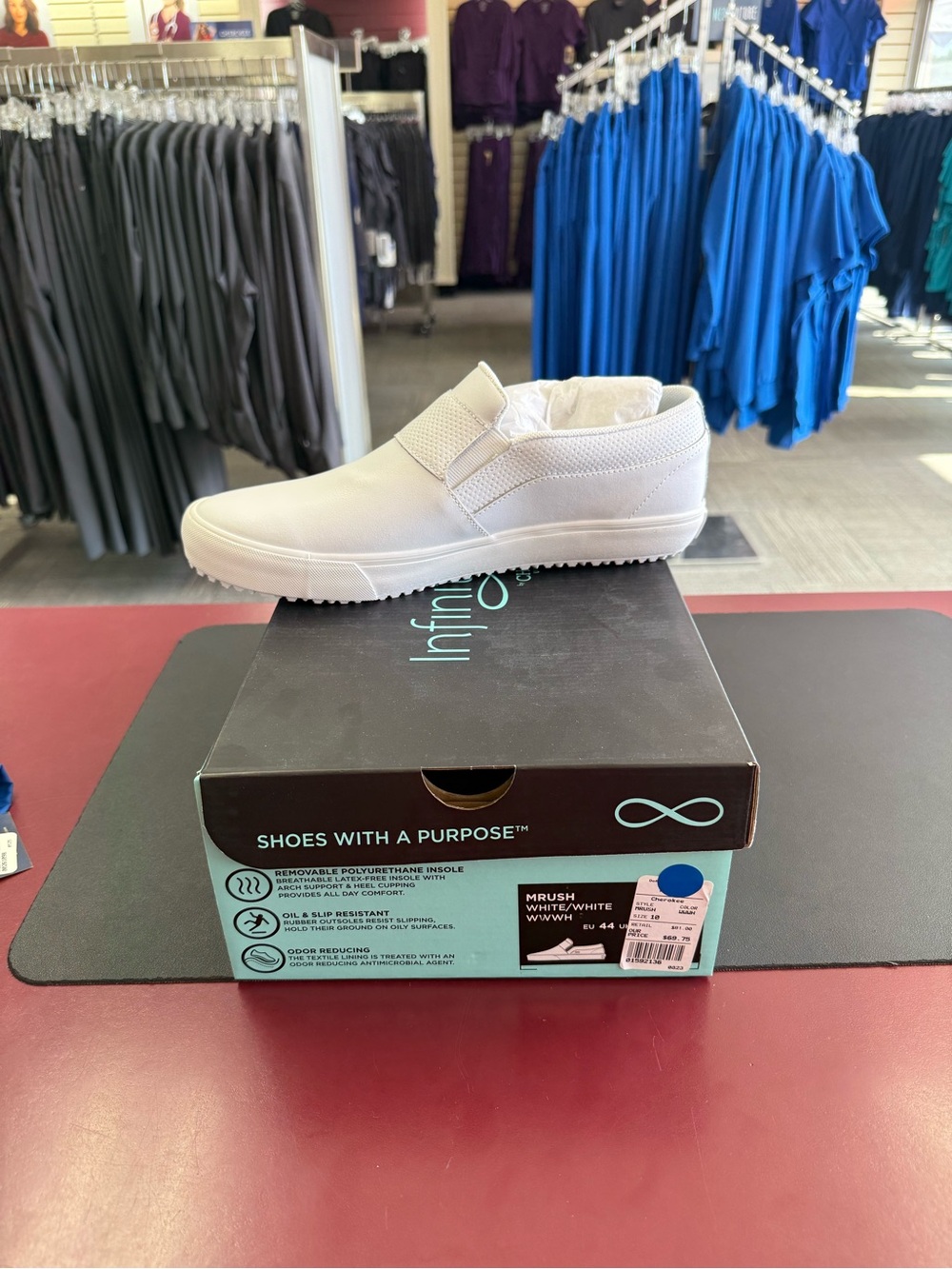 Men's white nursing slip on